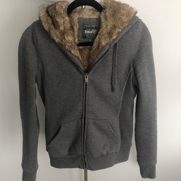 Aritzia Fur Lined Zip Up Hoodie - Picture 3 of 9